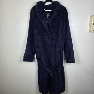 Isaac Mizrahi Live! Cozy Wrap Long Coat w Notched Collar & Pocket Navy Size 2X